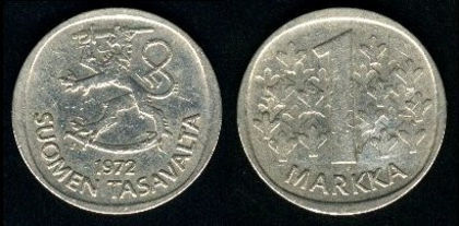 1 markka, Finlanda, 1988,187