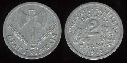 2 franci, Franta, 1943, 129