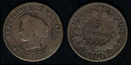 5 centimes, Franta (a 3-a Republica), 1871, 113