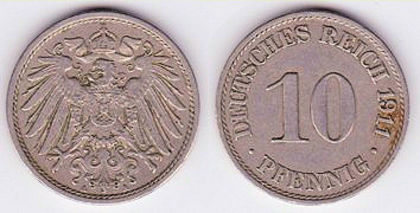 10 pfennig, 1913 J, 883