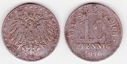10 pfennig, 1916, Wilhelm II, 869