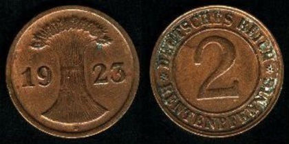 2 rentenpfennig, Germania (Weimar), 1924, 148