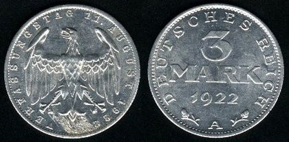 3 mark, Germania, Aniv. Constitutiei de la Weimar, 1922, 53