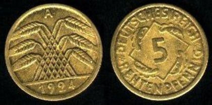 5 rentenpfennig, 1924, 593