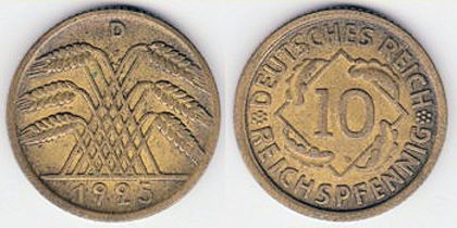 10 reichspfennig, 1924 A, 729