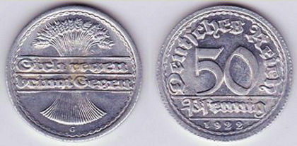 50 pfennig, 1920, Weimar, 870