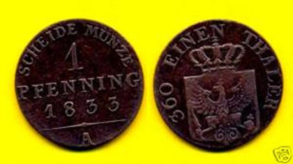 1 pfenning, Prusia, 1839, 22