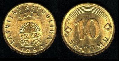 10 santimu, 1992,350; - Europa