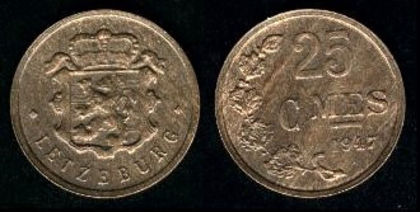 25 centi, Luxemburg, 1946, 144 - Europa