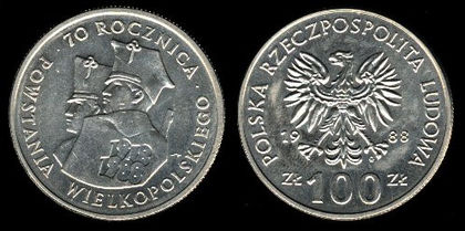 100 zlotych, 1988, comem. Insurectia, 688 - Europa