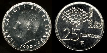 25 pesetas, Cupa Mondiala de Fotbal '82, 1980, 376