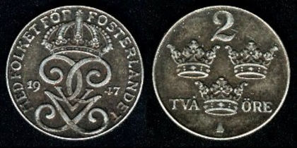 2 ore, 1950, Gustaf V, 587 - Europa