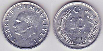 10 lira, 1988, 1023