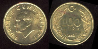 100 lire, Turcia, 1989, 505