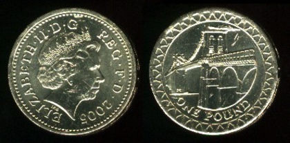 1 lira, 2005, Podul Menai, 652
