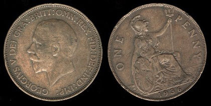 1 penny, Anglia, George V, 1932