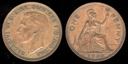 1 penny, Anglia, George VI, 1937,167