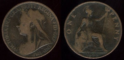 1 penny, Anglia, Regina Victoria, 1901