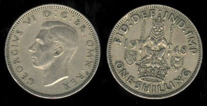 1 shilling 1951, George VI, scotish crest, 163