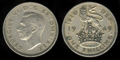 1 shilling, 1947, George VI, English crest
