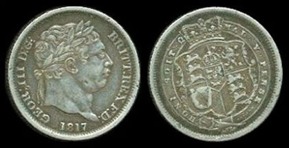 1 shilling, Anglia, george III,1817