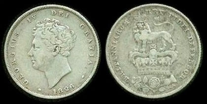 1 shilling, Anglia, George IV, 1826