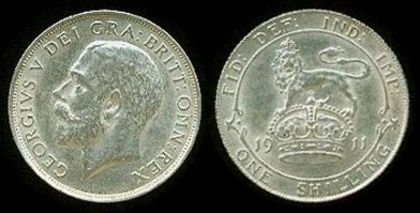1 shilling, U.K, 1915