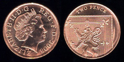 2 pence, 2009, Blazonul Regal, 357
