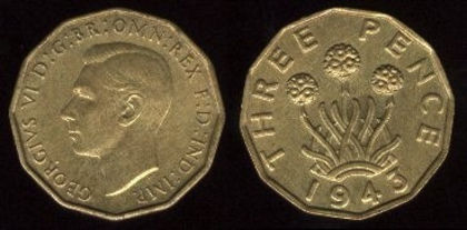 3 pence, 1945, George VI,166