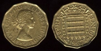 3 pence, Anglia, Elisabeta II, 1967,180