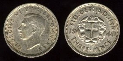 3 pence, Anglia, George VI, 1940