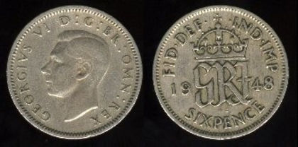 6 pence, 1947, Georgius Rex Imperator, 275