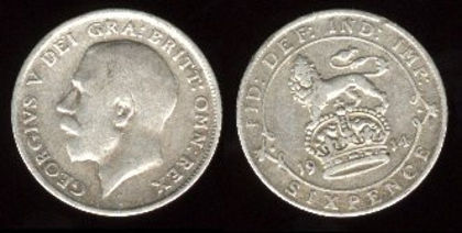 6 pence, Anglia, George V, 1916