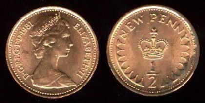 half new penny, Anglia, Elisabeta II, 1980,179