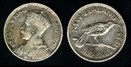 6 pence, Noua Zeelanda, George V, 1933,93 - Oceania