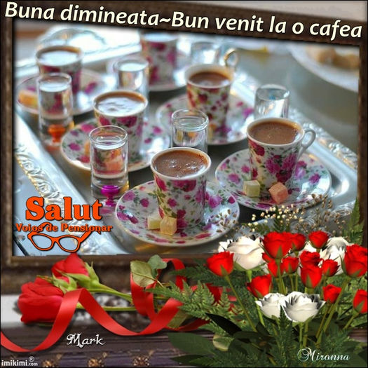 cafeaua de dimineata; Buna ziua si bine v-am gasit dragi prieteni.Va invit la o cafea pe forumul nostru www.svdp.forumactual.com precum si pe pagina noastra de facebook www.facebook.com/paginasalutvoiosdepensionar .
