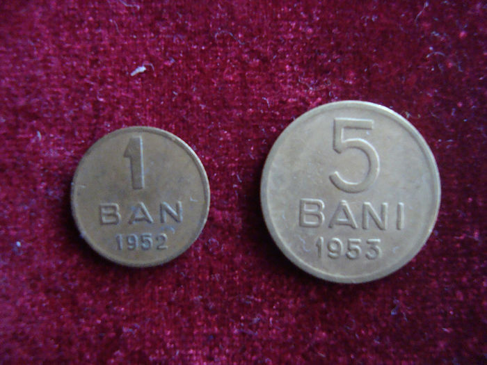 Set monede RPR - 7,20 lei; 1 ban 1952 VF/KM#81.1 si 5 bani 1953/VF-XF/KM#83.2
