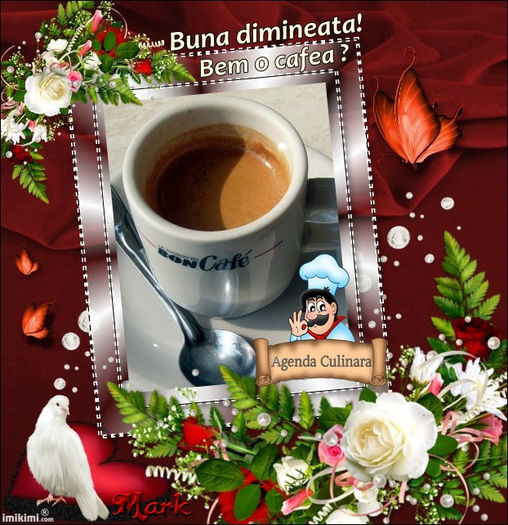 buna dimineata; Buna ziua si bine v-am gasit dragi prieteni.Va invit la o cafea pe forumul nostru www.agendaculinara.yes-da.com precum si pe pagina noastra de facebook www.facebook.com/AgendaCulinara.
