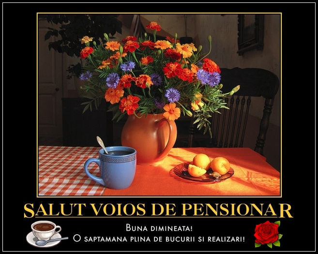 cafeaua de dimineata; Buna ziua si bine v-am gasit dragi prieteni.Va invit la o cafea pe forumul nostru www.svdp.forumactual.com precum si pe pagina noastra de facebook www.facebook.com/paginasalutvoiosdepensionar .
