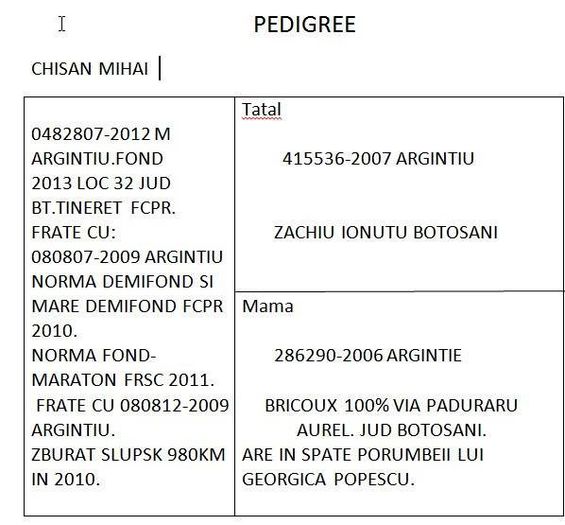 807-12 (2)PEDIGREE - REZULTATE 2013