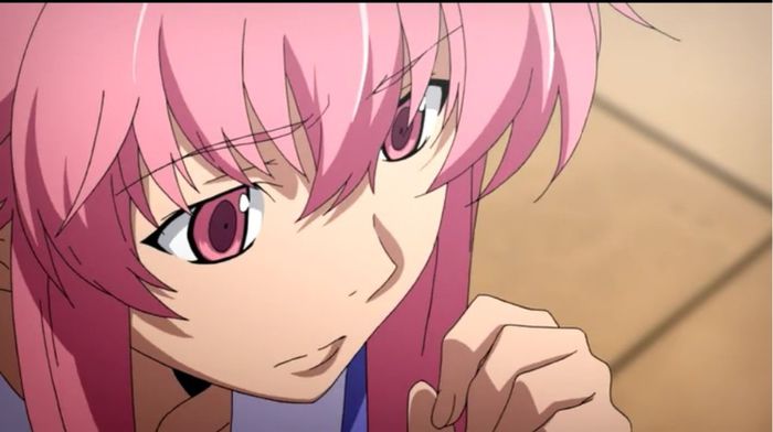 bow_gasai_yuno_knife_koromono_long_hair_mirai_nikki_phone_pink_hair_red_red_eyes_seifuku_wallpaper-o