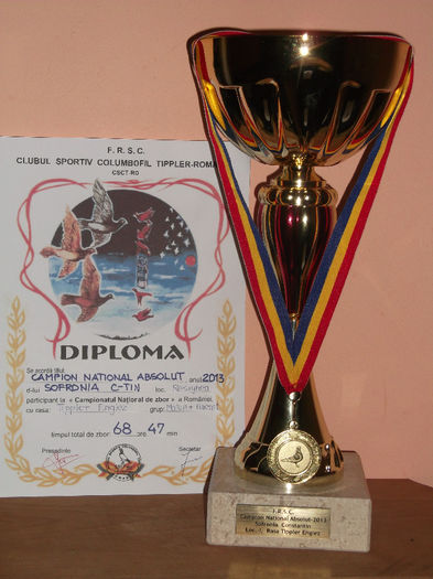 CAMPION NATIONAL ABSOLUT DIN 6 ETAPE 68H 47'       2013 009 - Medalii Cupe Diplome castigate an 2013