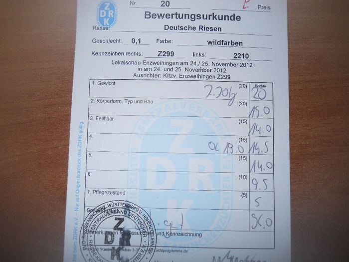 Z 299 2210(F3); 96pct!!
Tatal: 96,5pct Erfurt 2012!!
Heinz Hegemann!!
