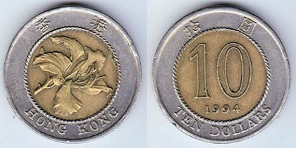 10 dolari, 1994, 1113; Hong Kong
