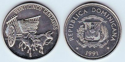 25 centavos, 1991,1027 - America de Nord si Arhipelagul Caraibean