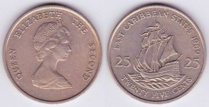 25 centi, 1987, 668 - America de Nord si Arhipelagul Caraibean