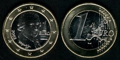 1 euro, 2007, Austria, Mozart, E5