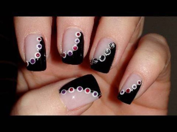 hqdefault - Black-White-Pink Dot Nails - Nail Art Tutorial