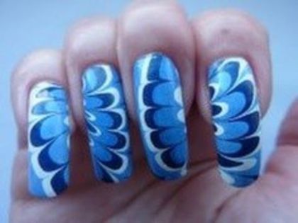 63bc6d1cbc6afd180d0dfb48b73df9f0 - Winter Flower Blue and White Water Marble Technique Nail Art Design How To Tutorial HowTo HD Video