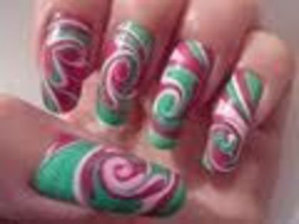 105046 - Candy Cane Christmas Xmas Water Marble Nail Art Design Tutorial Technique On Long Nails HD Video